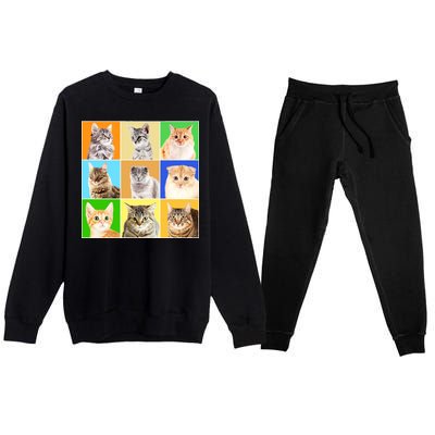 Cats Photo Portraits Collage Premium Crewneck Sweatsuit Set