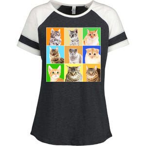 Cats Photo Portraits Collage Enza Ladies Jersey Colorblock Tee