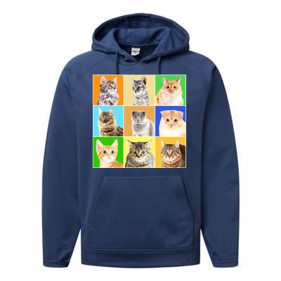 Cats Photo Portraits Collage Performance Fleece Hoodie