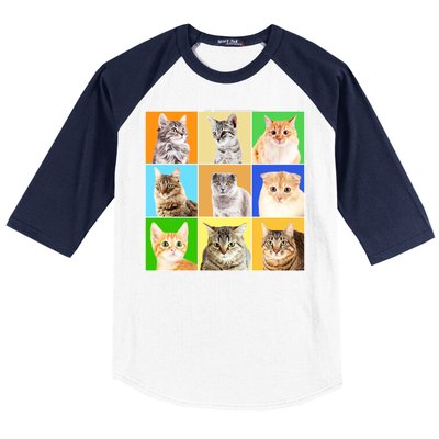 Cats Photo Portraits Collage Baseball Sleeve Shirt