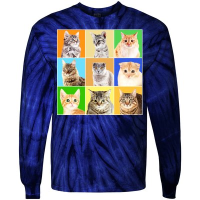 Cats Photo Portraits Collage Tie-Dye Long Sleeve Shirt