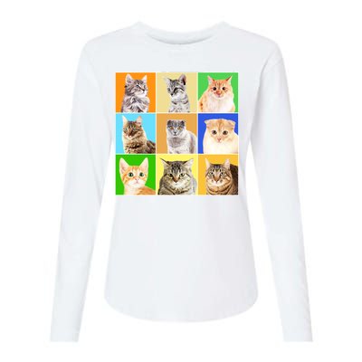 Cats Photo Portraits Collage Womens Cotton Relaxed Long Sleeve T-Shirt