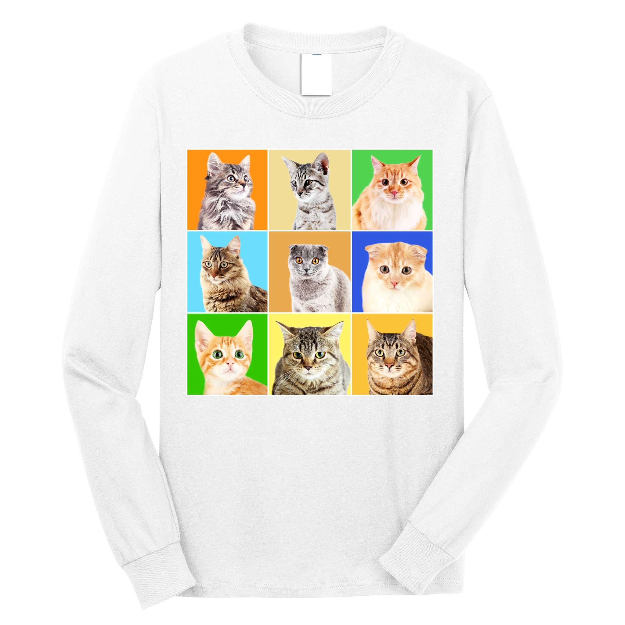 Cats Photo Portraits Collage Long Sleeve Shirt