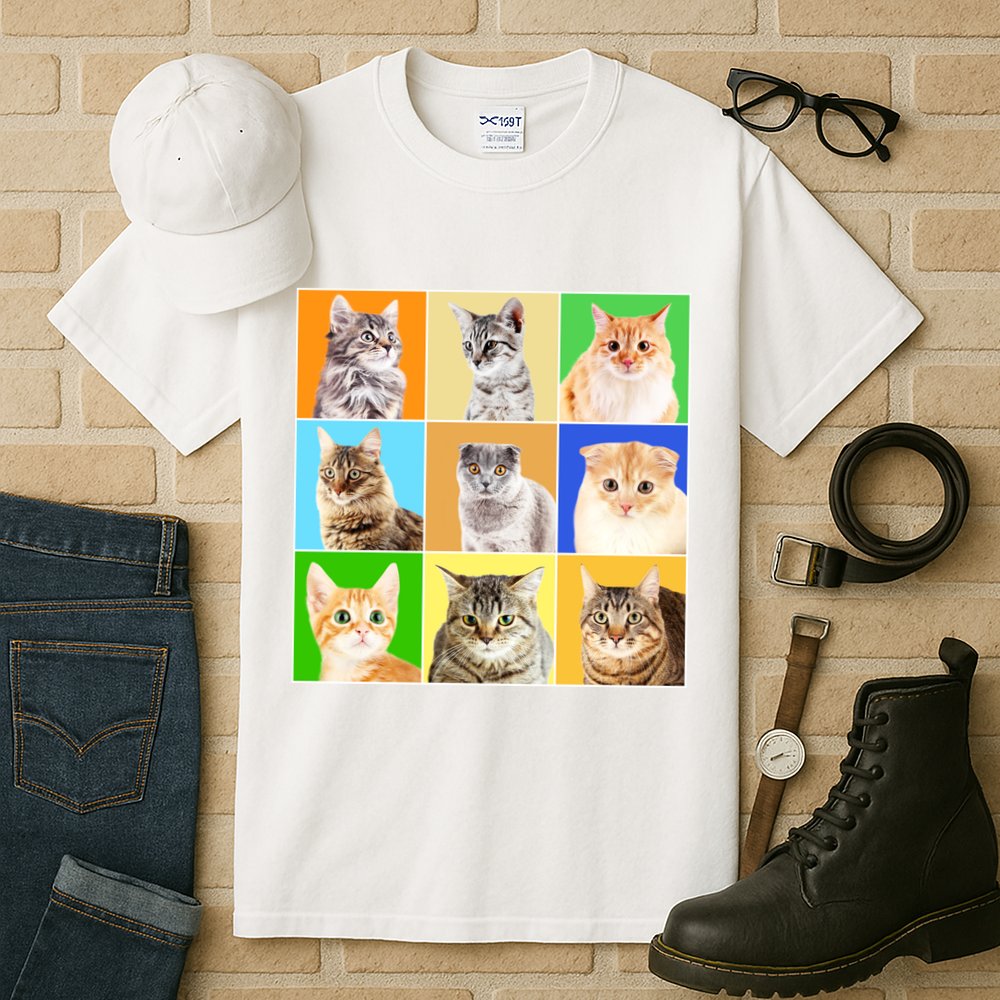 Cats Photo Portraits Collage Tall T-Shirt