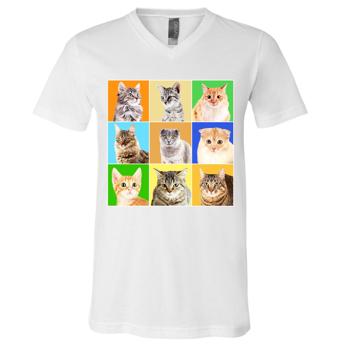 Cats Photo Portraits Collage V-Neck T-Shirt