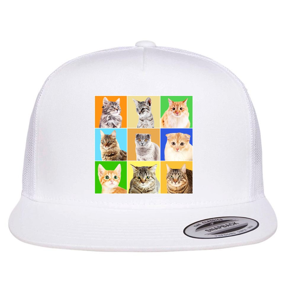 Cats Photo Portraits Collage Flat Bill Trucker Hat