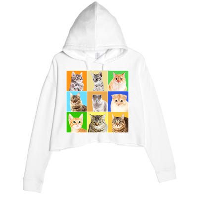 Cats Photo Portraits Collage Crop Fleece Hoodie