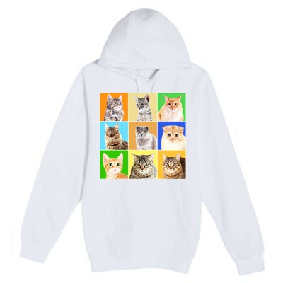 Cats Photo Portraits Collage Premium Pullover Hoodie