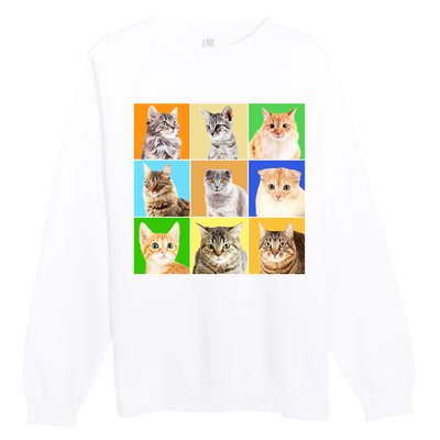 Cats Photo Portraits Collage Premium Crewneck Sweatshirt