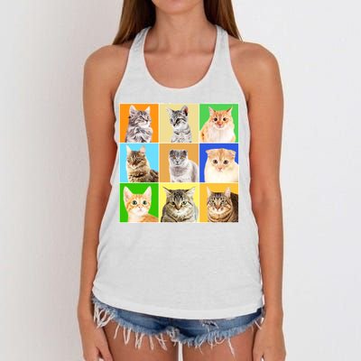 Cats Photo Portraits Collage Women's Knotted Racerback Tank