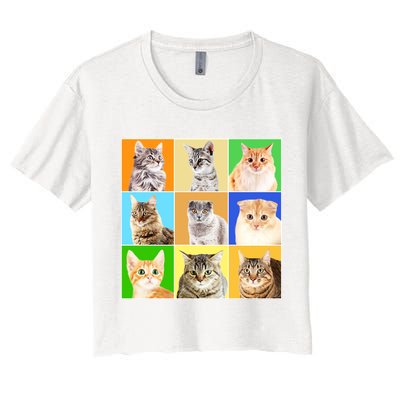 Cats Photo Portraits Collage Crop Top