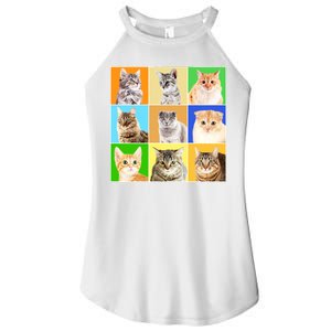 Cats Photo Portraits Collage Women's Perfect Tri Rocker Tank