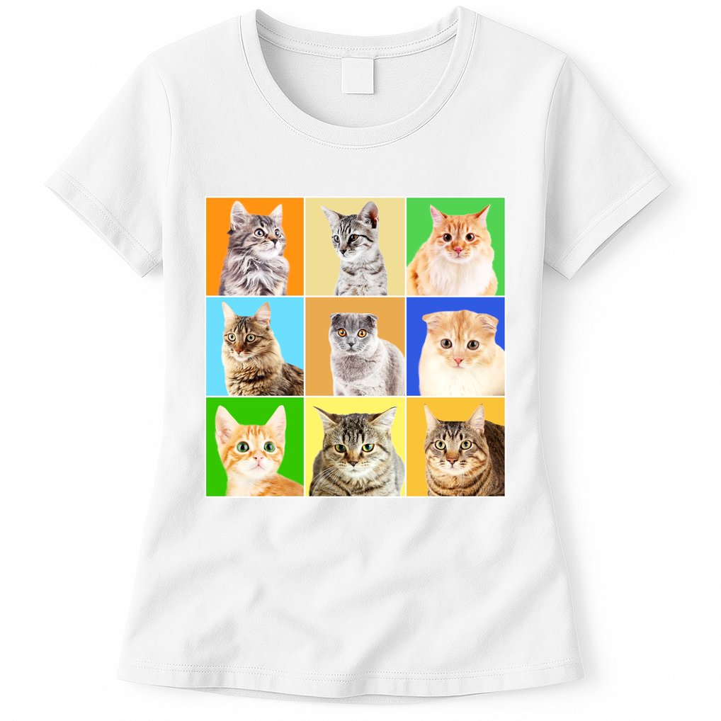 Cats Photo Portraits Collage Womens T-Shirt