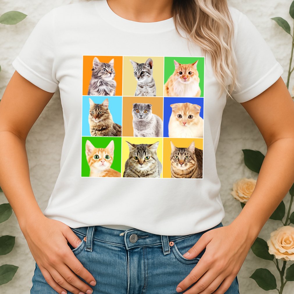Cats Photo Portraits Collage Womens T-Shirt