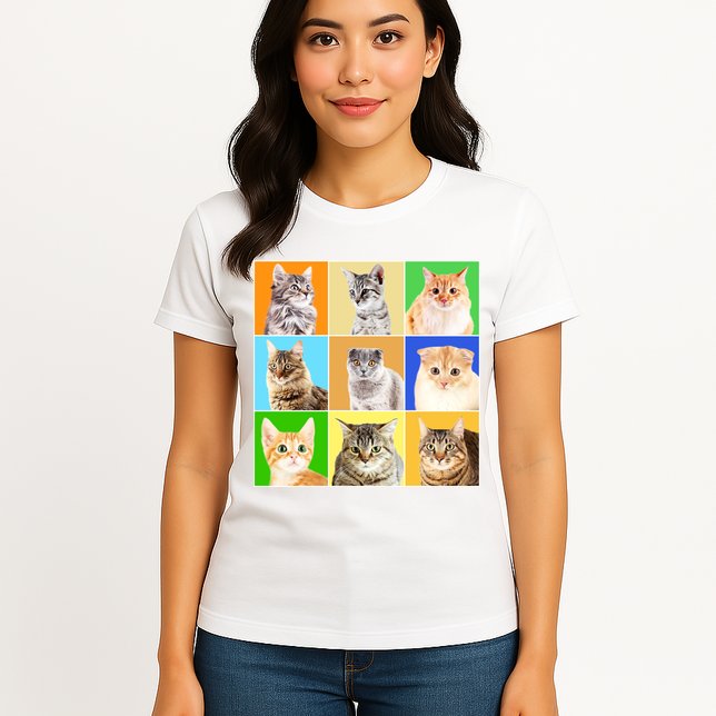 Cats Photo Portraits Collage Womens T-Shirt