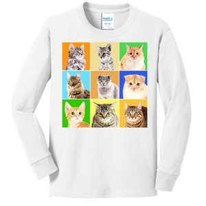 Cats Photo Portraits Collage Kids Long Sleeve Shirt