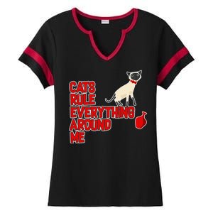 Cats Rule Everything Around Me  Ladies Halftime Notch Neck Tee