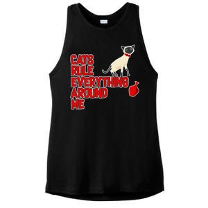 Cats Rule Everything Around Me  Ladies PosiCharge Tri-Blend Wicking Tank