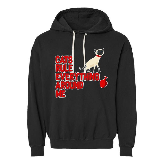 Cats Rule Everything Around Me  Garment-Dyed Fleece Hoodie
