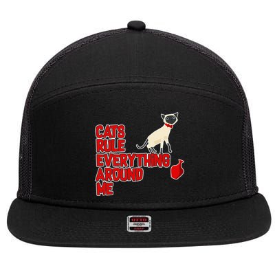 Cats Rule Everything Around Me  7 Panel Mesh Trucker Snapback Hat