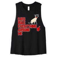 Cats Rule Everything Around Me  Women's Racerback Cropped Tank