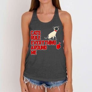 Cats Rule Everything Around Me  Women's Knotted Racerback Tank