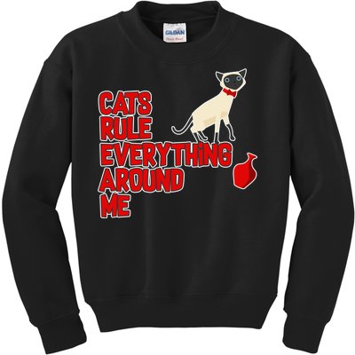 Cats Rule Everything Around Me  Kids Sweatshirt