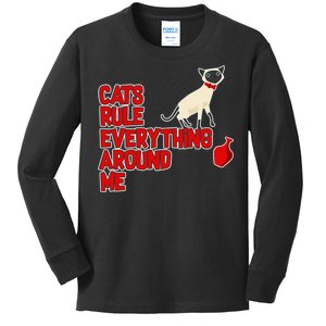 Cats Rule Everything Around Me  Kids Long Sleeve Shirt