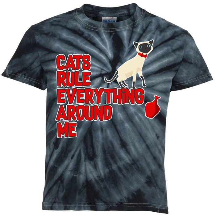 Cats Rule Everything Around Me  Kids Tie-Dye T-Shirt