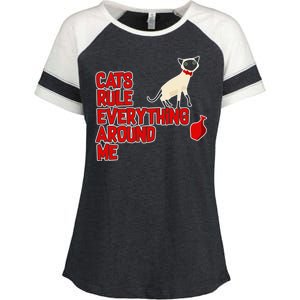 Cats Rule Everything Around Me  Enza Ladies Jersey Colorblock Tee