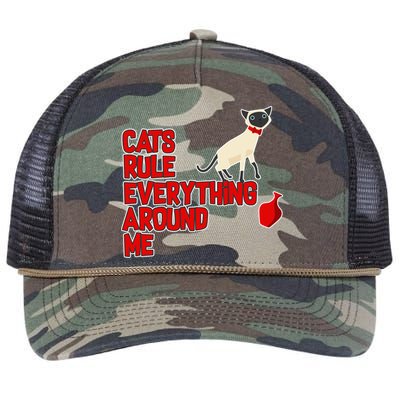 Cats Rule Everything Around Me  Retro Rope Trucker Hat Cap