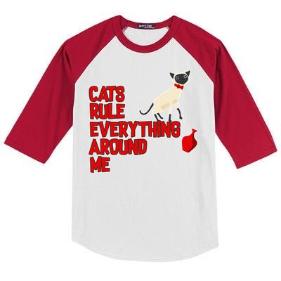 Cats Rule Everything Around Me  Kids Colorblock Raglan Jersey