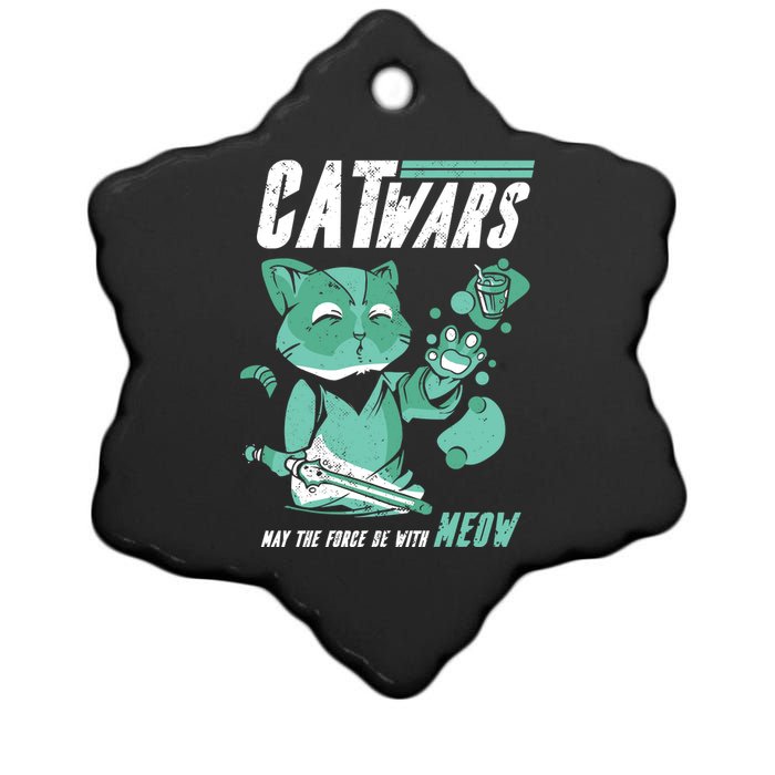 CatWars Funny Cat War Spoof Ceramic Star Ornament