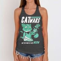 CatWars Funny Cat War Spoof Women's Knotted Racerback Tank