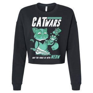 CatWars Funny Cat War Spoof Cropped Pullover Crew