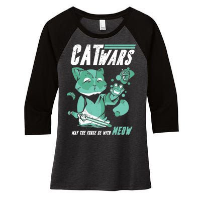 CatWars Funny Cat War Spoof Women's Tri-Blend 3/4-Sleeve Raglan Shirt