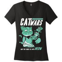 CatWars Funny Cat War Spoof Women's V-Neck T-Shirt