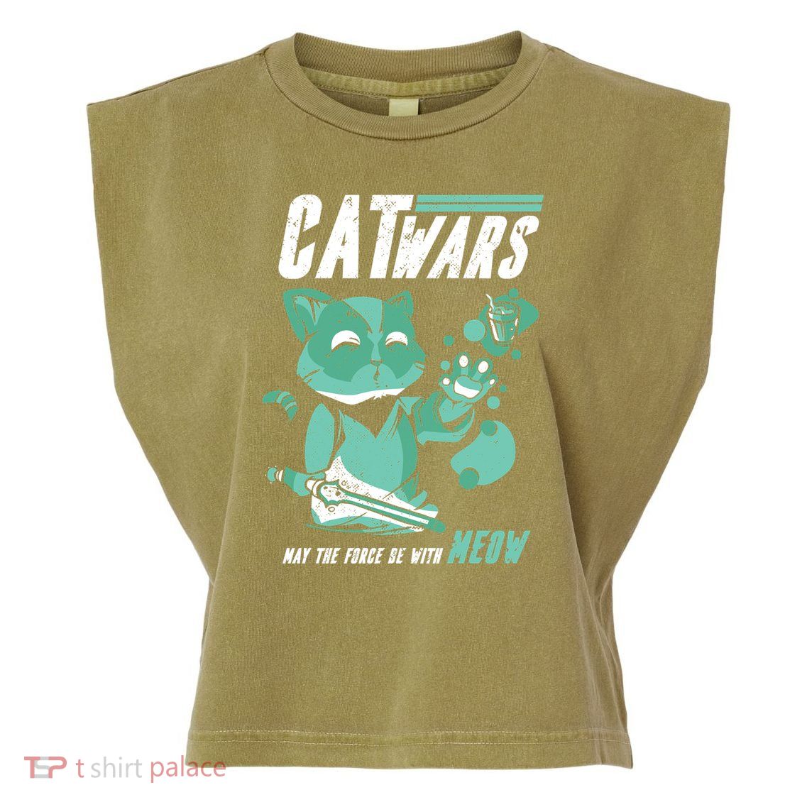 CatWars Funny Cat War Spoof Garment-Dyed Women's Muscle Tee