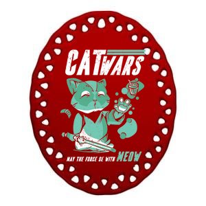 CatWars Funny Cat War Spoof Ceramic Oval Ornament