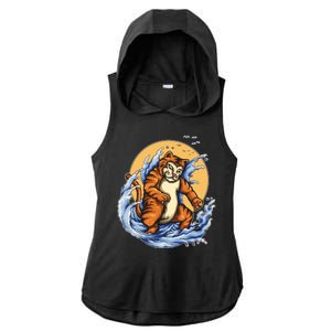 Catzilla Great Wave Ladies PosiCharge Tri-Blend Wicking Draft Hoodie Tank