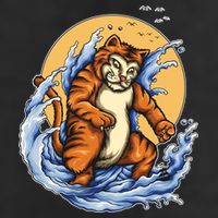 Catzilla Great Wave Garment-Dyed Fleece Hoodie