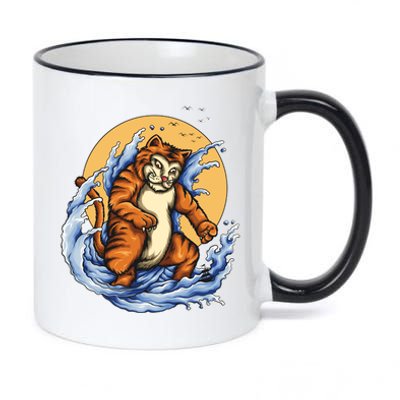 Catzilla Great Wave 11oz Black Color Changing Mug