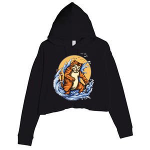 Catzilla Great Wave Crop Fleece Hoodie