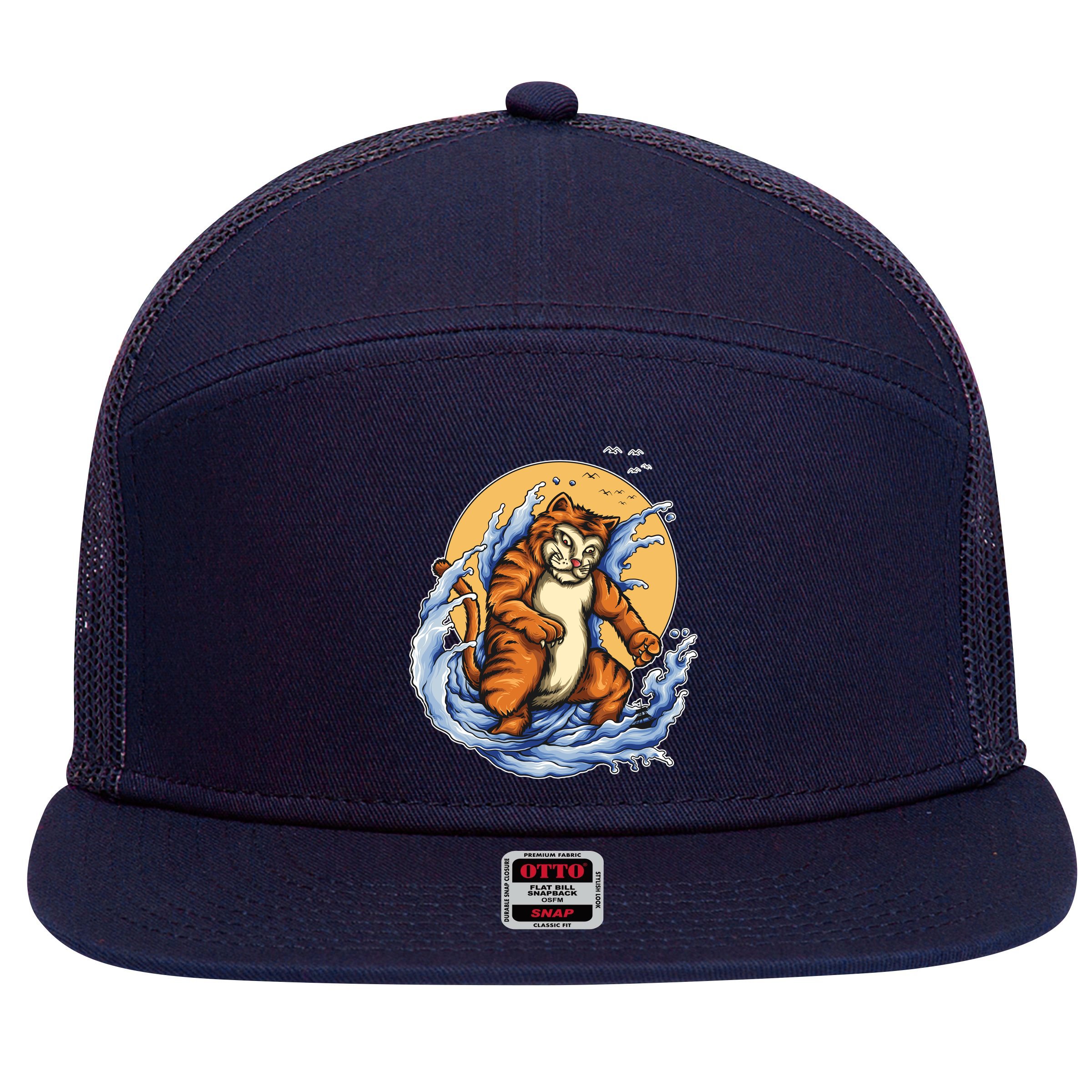 Catzilla Great Wave 7 Panel Mesh Trucker Snapback Hat