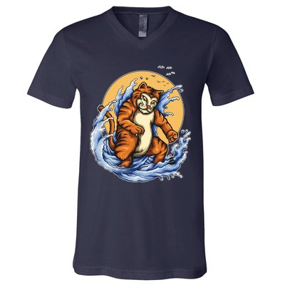 Catzilla Great Wave V-Neck T-Shirt