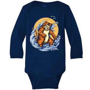 Catzilla Great Wave Baby Long Sleeve Bodysuit