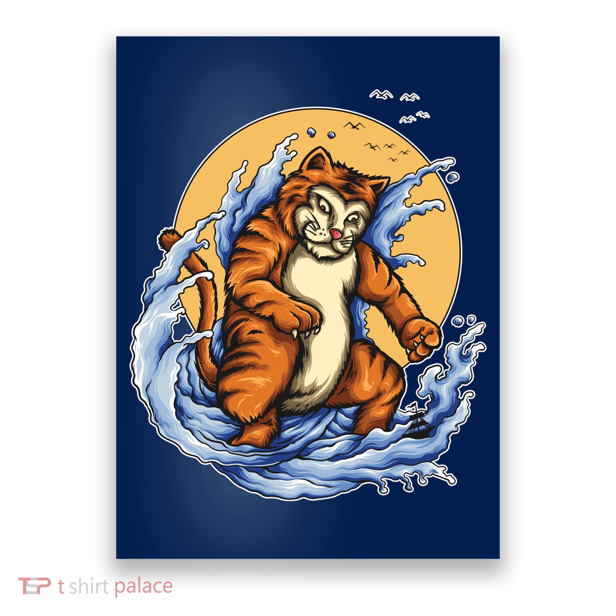 Catzilla Great Wave Poster