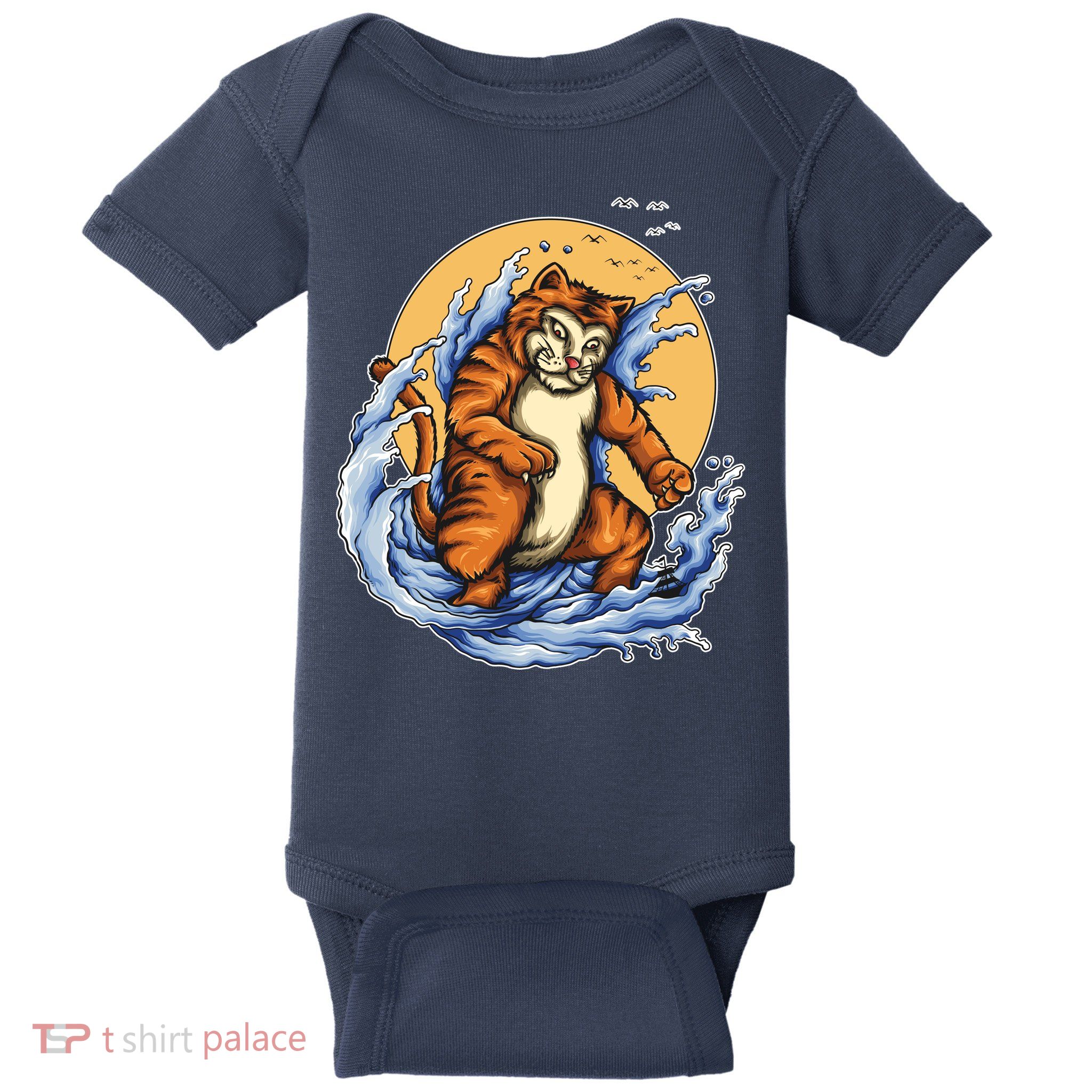 Catzilla Great Wave Baby Bodysuit