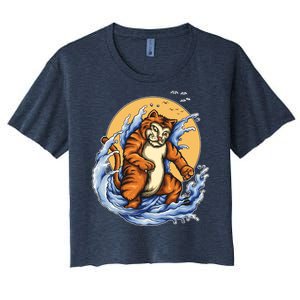 Catzilla Great Wave Women's Crop Top Tee