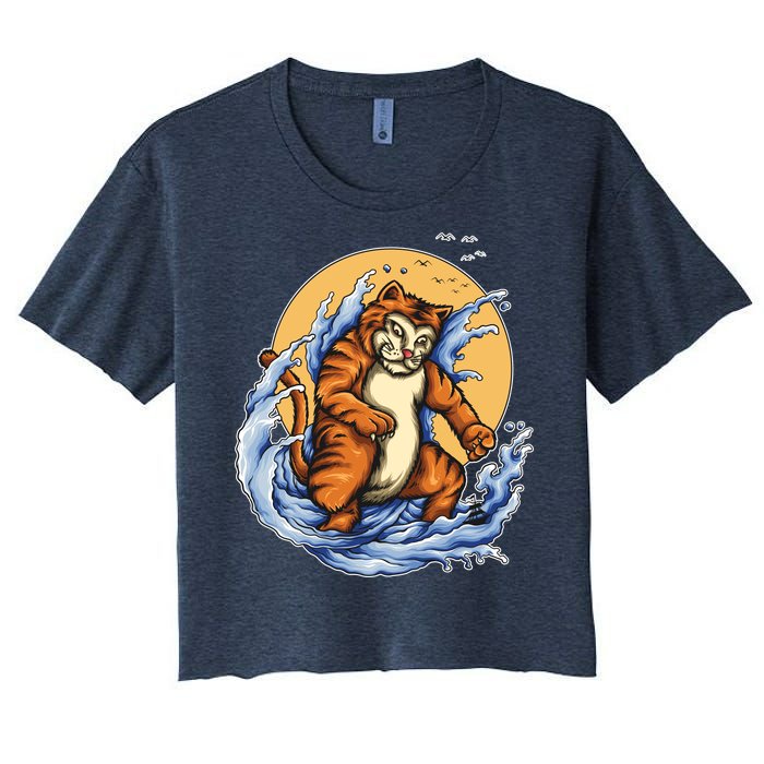 Catzilla Great Wave Women's Crop Top Tee